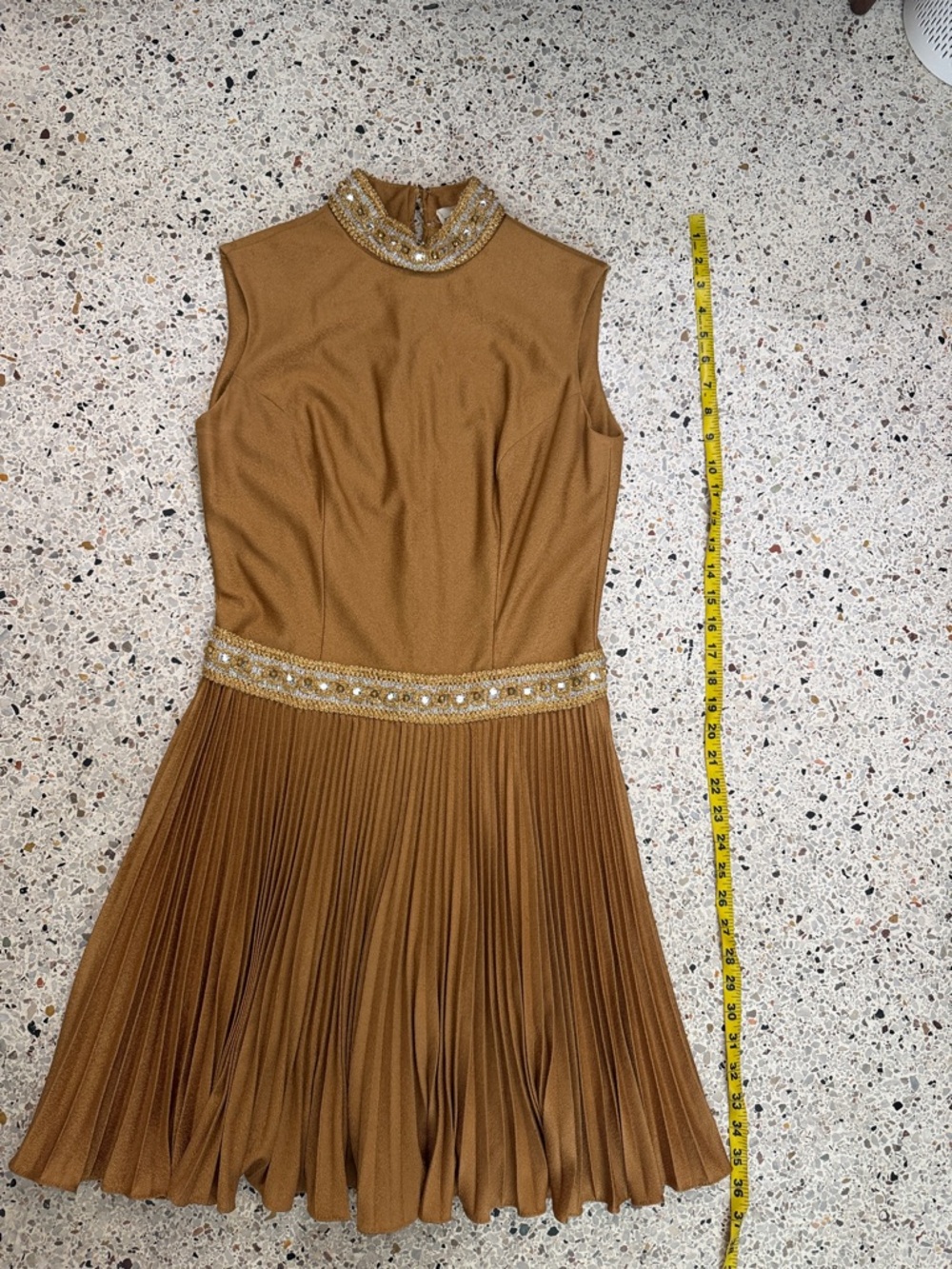 Vintage Miss Theme New York gold 60’s Palm Royal mini party cocktail dress 6 - Picture 9 of 11